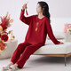 Palando Women's Pajama Set Wedding Festive Home Suit 2025 Spring and Summer Pure Cotton Red Native Year Round Can Wear Outer Pajamas Pa-QM 9227 Women XL Pa-(Female)