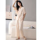 Yalu-Pyjamas für Frauen im Frühjahr und Sommer Cool modal modaler kurzärmeliger Hosen Hauskleidung Frühlings- und Herbst-Strickjacke V-Ausschnitt für Oberbekleidung Set HMT-753# xl