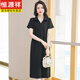 Hengyuanxiang Polo neck dress pure cotton women's summer lapel mid-length loose casual large size slim fashionable T-shirt skirt gray 9859 model 2XL 130-140Jin [Jin equals 0.5 kg]