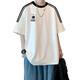Camiseta de manga corta de Yuesini American Retro para algodón de algodón de algodón pequeño de algodón pequeño Estudiantes de secundaria de la escuela secundaria 2025 Summer suelta Camiseta de media manga [3899* Lion Dance] White M 80-120Jin [Jin equivale a 0.5 kg]