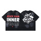 
WALKING BEAUTY Cross-border Wholesale Beauty Trend Hell Hell Star T-Shirt Print Pure Cotton Men and Women Summer Loose Short Sleeve T-Shirt 3895 Washing Black S