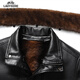 Classic car removable middle-aged and elderly velvet thickened leather jacket men's dad winter clothing warm men's leather jacket tops men's clothing