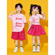 常霖六一儿童拉拉队演出服幼儿园啦啦队舞蹈表演服装小学生毕业照运动 14108水滴领粉女短衣+玫红短裙+ 100 cm