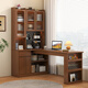 Long Chang solid wood corner desk bookshelf integrated desktop office computer table home bedroom bookcase combination study table table dark walnut color 140*100*190-bookshelf on the right solid wood package installation