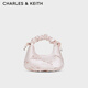 CHARLES&KEITH蝴蝶结褶皱手提斜挎小方包生日礼物女圣诞礼物送女友CK2-40151496 Baby Pink浅粉红色 中包