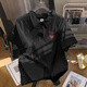 Meters Bonwe heavy polo shirt short-sleeved men's ins fashion brand summer loose cotton versatile half-sleeved T-shirt lapel top [3894*AND label]-Black L 110-130Jin [Jin equals 0.5 kg]