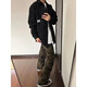 American retro camouflage jeans for men in spring and autumn slim high street cleanfit slightly flared straight casual long pants Camouflage M recommended 95-110 Jin Jin equals 0.5 kg
