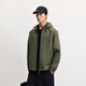 JACK&JONES Men's 25th Autumn and Winter Soft Shell Jacket Men's Hooded Water-Repellent Outdoor Velvet Warm Loose Casual Jacket E05 Tea Green Regular M (175)