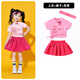 常霖六一儿童拉拉队演出服幼儿园啦啦队舞蹈表演服装小学生毕业照运动 14108水滴领粉女短衣+玫红短裙+ 100 cm