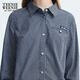 Teenie Weenie Bear Women's Clothing Shirt 2025 Autumn New Women's Temperament Commuter Short Plaid Shirt Navy Blue S