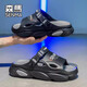 
Semma slippers men's trendy summer wear anti-slip styling sports sandals for boys outdoor dual-purpose large-size 45 beach sandals [upgraded version] gray and blue 42 [42-43 same size]