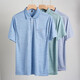 SEPTWOLVES daddy's lapel ice silk short-sleeved T-shirt middle-aged men's casual T-shirt middle-aged and elderly thin POLO shirt summer clothes T ice silk-9923 blue real pocket M 48/165