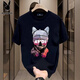 
Playboy (PLAYBOY) European and American trendy summer pure cotton short-sleeved T-shirt for men 2025 new T-shirt loose large size couple outfit men's half-sleeved V691 black S