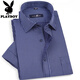 Playboy (Playboy) Herren Short Sleeve Shirt mit mittlerem Alter Striped Shirt Lose Business Forum Halbärmel Baumwolle No-Eisen dünner Stil X9-833 38