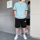 骆驼（CAMEL）男士短袖t恤夏季时尚冰丝运动套装休闲旅游轻便男装短裤搭配一套 6227白色+K201黑白边 XL