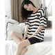 
Banana 2025 new pure cotton pajamas for women in summer short-sleeved stripes can be worn on the outside. 9855 (set) without chest pads. M. Recommended to wear 80-100 Jin [Jin equals 0.5 kg]