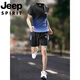 JEEP SPIRIT吉普跑步运动套装男夏季户外冰丝速干短袖t恤吸汗透气篮球训练服 JP-9901黑红 XL 130-145斤
