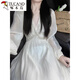 
Woodpecker Tea Break French Beautiful White Chiffon Long Sleeve Dress Fairy Autumn Feeling Beach Long Dress Dress [Princess Dress/Minn Mambo Style/Gentle Style S