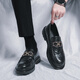 Baiguanli.com Fangshi Store Flag Genuine Leather One-Pick Men's Loafers Lazy Trendy Spring Men's Shoes British Casual Leather Shoes Korean Style Doudou Shoes Men 3518 Black T.S.L Genuine Leather Style 38