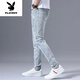 
Playboy (PLAYBOY) summer stretch jeans men's ripped embroidery trendy slim-fitting small feet light color versatile long pants new product light blue 3890 crown ripped pants 31 [Suggested 125-135Jin [Jin equals 0.5 kg]]