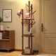 Quanpinwu solid wood rotating clothes rack floor-standing vertical coat rack clothes rack bedroom special clothes drying advanced storage walnut 1