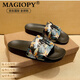Magiopy Luxury High-End Brandneue Sommerschuhe für Männer im Freien bequem und modisch lässig und vielseitig weiche Bottom Flip-Flops Black 41