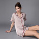 Amerpin first-line brand silk pajamas for women 100% mulberry silk girls pajamas short-sleeved shorts home clothes two-piece set 3899 light gray M [Weight: 80-99Jin [Jin equals 0.5 kg]]