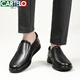 Cartelo Lederschuhe für Herrenkopfschicht Cowhide Weiche Sohle bequem einen Fuß zum Pedal Business Casual Dad Herrenschuhe 6931 Schwarz 42