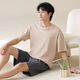 
SEPTWOLVES short sleeves cotton pajamas men's Korean style loose simple casual young and middle-aged home clothes can be worn outside summer OMM-13601 L men