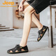 Jeep (Jeep) Sandalen Herren Sommer 2025 Neue echte Leder-Männer Vietnamesische Baotou-Pantoffeln Sommer Fahren weiche Ledersandalen 12033 Black Hongyun 39