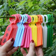 Gardening label plug-in tag waterproof ring buckle plant listing identification card plastic thickened succulent small label tool seven-color mixed hangable labels 10 pieces each