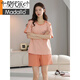 Modal 2025 reines Baumwollsommer-Pyjama Frauen Pullover Pyjamas Sommershorts Shorts komfortable und lässige Heimanzug Frauen Z9859 M [Empfohlen 80-100jin [Jin gleich 0,5 kg] tragen]