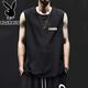 Playboy (PLAYBOY) ice silk sports vest shorts suit for men summer running and fitness large size quick-drying sleeveless vest basketball loose CHINA vest gray + shorts black 2 pieces collection XL Recommended 115-130Jin [Jin equals 0.5 kg]