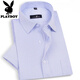 Playboy (Playboy) Herren Short Sleeve Shirt mit mittlerem Alter Striped Shirt Lose Business Forum Halbärmel Baumwolle No-Eisen dünner Stil X9-833 38