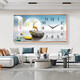 Perpetual Calendar 2025 new style restaurant decoration painting electronic clock wall clock without punching living room home clock painting smooth sailing B3271 horizontal length 60cm * vertical height 30cm PVC rounded corner gold frame +