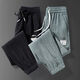 
Summer ultra-thin wear-resistant and dirty-resistant sports pants for men with loose feet, ice silk quick-drying nine-point casual pants for men, black 2XL, recommended 130-145 Jin [Jin equals 0.5 kg]
