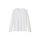 MUJI Women's Double Rib Woven Round Neck Long Sleeve T-Shirt Tops and Bottoming Shirts Women's Fall 25 White M (160/84A)