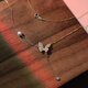 Fat Donglai purchased the same style tassel pearl pendant, gentle and fashionable S925 silver necklace, shiny zircon inlaid butterfly