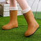 Mode Regenstiefel für Frauen mit mittlerer Röhre nicht rutschfeste wasserdichte Schuhe plus samtrische Regenstiefel Küche Arbeit vier Saison Gummischuhe überschuht Wasserstiefel weiß [flüdlos] 38
