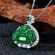 Jade und Jade Buddha Anhängerin mit Frauen Silber Ice Yang Green Maitreya Buddha Anhänger Jade Halskette Modell 1 B1365f Jade Anhänger