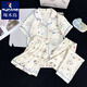 Pyjamas à trois pièces pour femmes en été 2025 NOUVELLE FEMMES minces Cloud d'été Coton Coton Colt à manches courtes à manches courtes peut être porté à l'extérieur de 9922 # Cloud Cotton Treece Set XL [115-130] Jin [Jin est égal à 0,5 kg]
