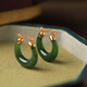 Small Silver Craftsman Tian Jade Earrings Women's Jasper National Style Earrings Light Luxury Premium 925 Silver Earrings Earrings Earrings Jade Earrings