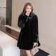 
Winter home brand fur imported mink coat for women, whole mink medium-length hooded mink fur coat for women 6 waves, black L 100Jin[Jin equals 0.5 kg]-120Jin[Jin equals 0.5 kg]
