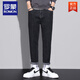 ROMON autumn jeans men's loose straight-leg trendy brand men's new elastic casual trousers spring and autumn casual jeans 6621B black style plus velvet 36