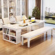 Guanze simple solid wood desk dining table integrated and dual-purpose living room large board long desk office computer desk 9904#1.8m