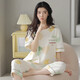 UKUHPK cotton pajamas for women in summer short-sleeved cropped pants sports style loose and casual can be worn outside spring home clothing suit T-9856 (short suit) M (80-100Jin [Jin equals 0.5 kg])