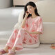 Hongdou (HODO) Sitio web oficial Pajamas para mujeres, pantalones de manga corta de algodón puro de verano, algodón delgado, ropa de ropa para mujeres para mujeres de verano, primavera y otoño YZT9713_Short pantalones de manga de mangas M _80-100Jin [Jin equivale a 0.5 kg]