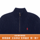 Polo Ralph LaurenRalph lauren纯色小马刺绣立领半拉链长袖毛衣 男款送女友男友 海军蓝色 XS