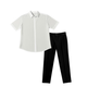 Goku Herrenanzug Shirt Set Teen Kurzarm No-Eisen Drop Top Light-Profic-Style Business Forum Interview Jobsuche weißes Hemd + Schwarze Hosen XL HIGH 170-178cm Gewicht 120-140jin [Jin entspricht 0,5 kg]