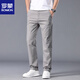 ROMON (ROMON) 2025 new semi-elastic waist casual pants for men middle-aged versatile simple straight elastic pure cotton men's pants spring and summer black 6621 28